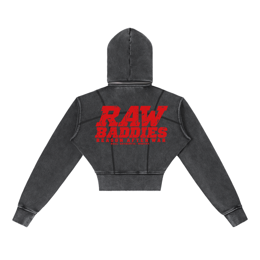 RAW BADDIES 888 Cropped Zip Hoodie