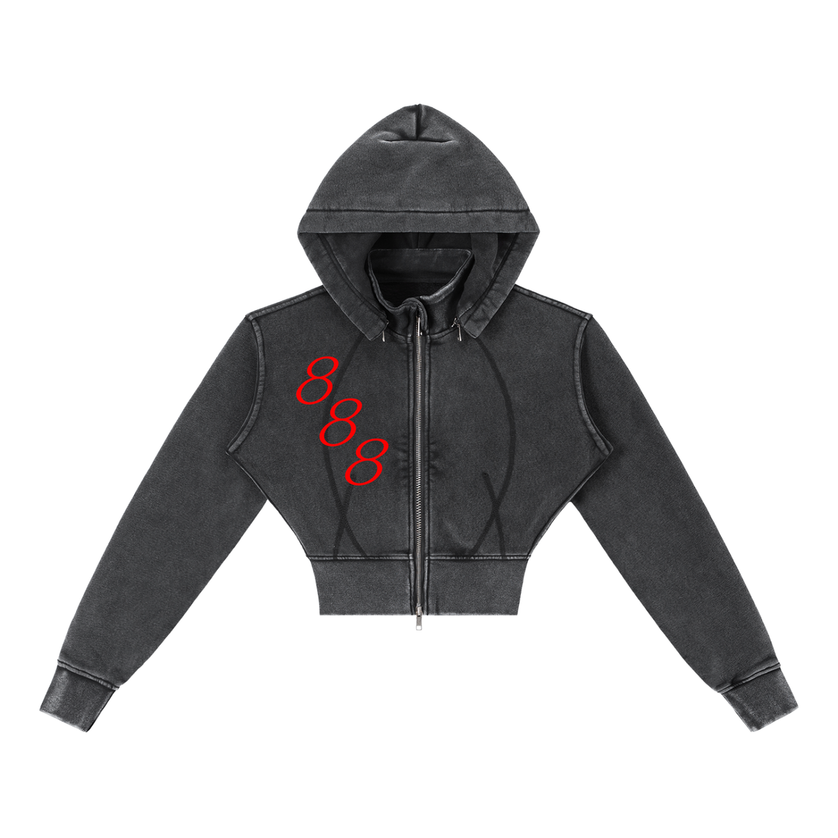 RAW BADDIES 888 Cropped Zip Hoodie