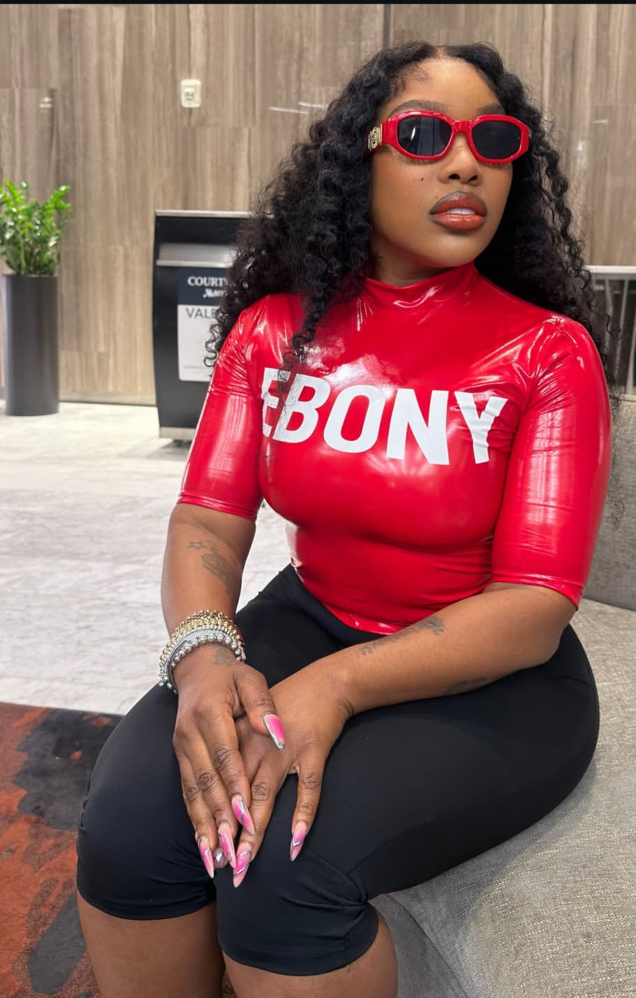 EBONY Red PU Leather Shirt 🖤❤️