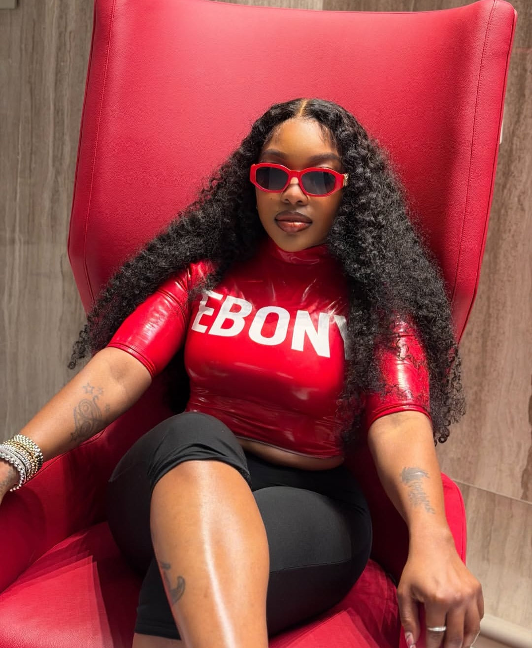 EBONY Red PU Leather Shirt 🖤❤️